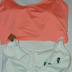 Victoria Secret -Pink Women's Intimates Peach and White Bralette Set